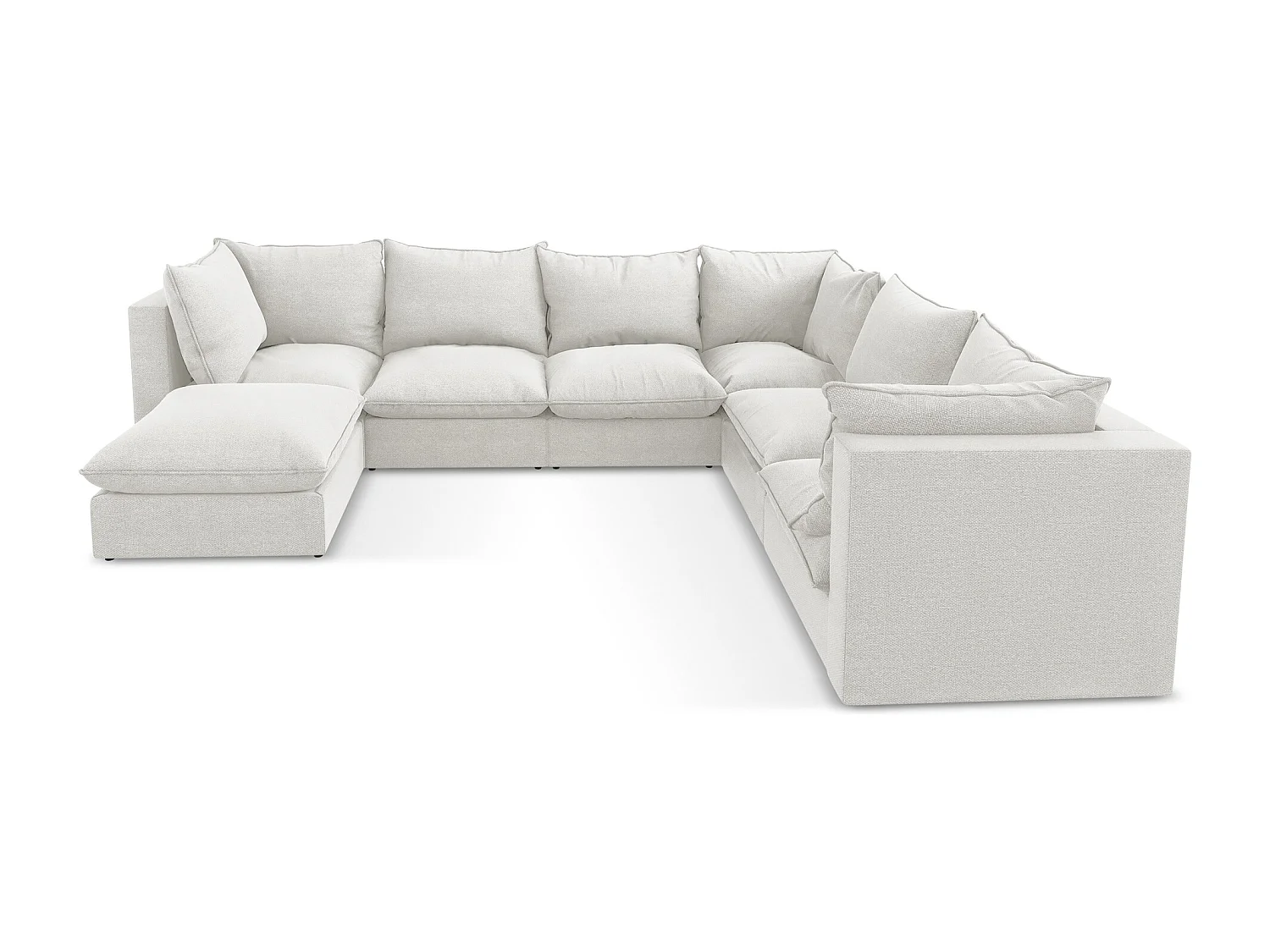 Canapé panoramique 5 places modulaire en tissu bouclette - blanc - MANAO