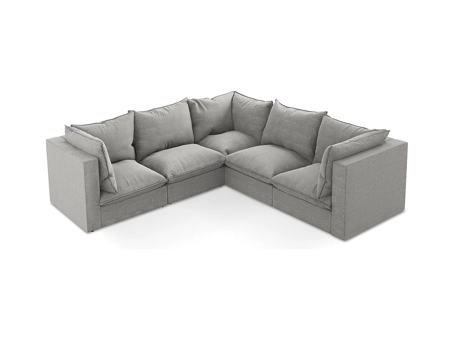 Canapé d'angle 4 places modulaire en tissu bouclette - gris clair - MANAO