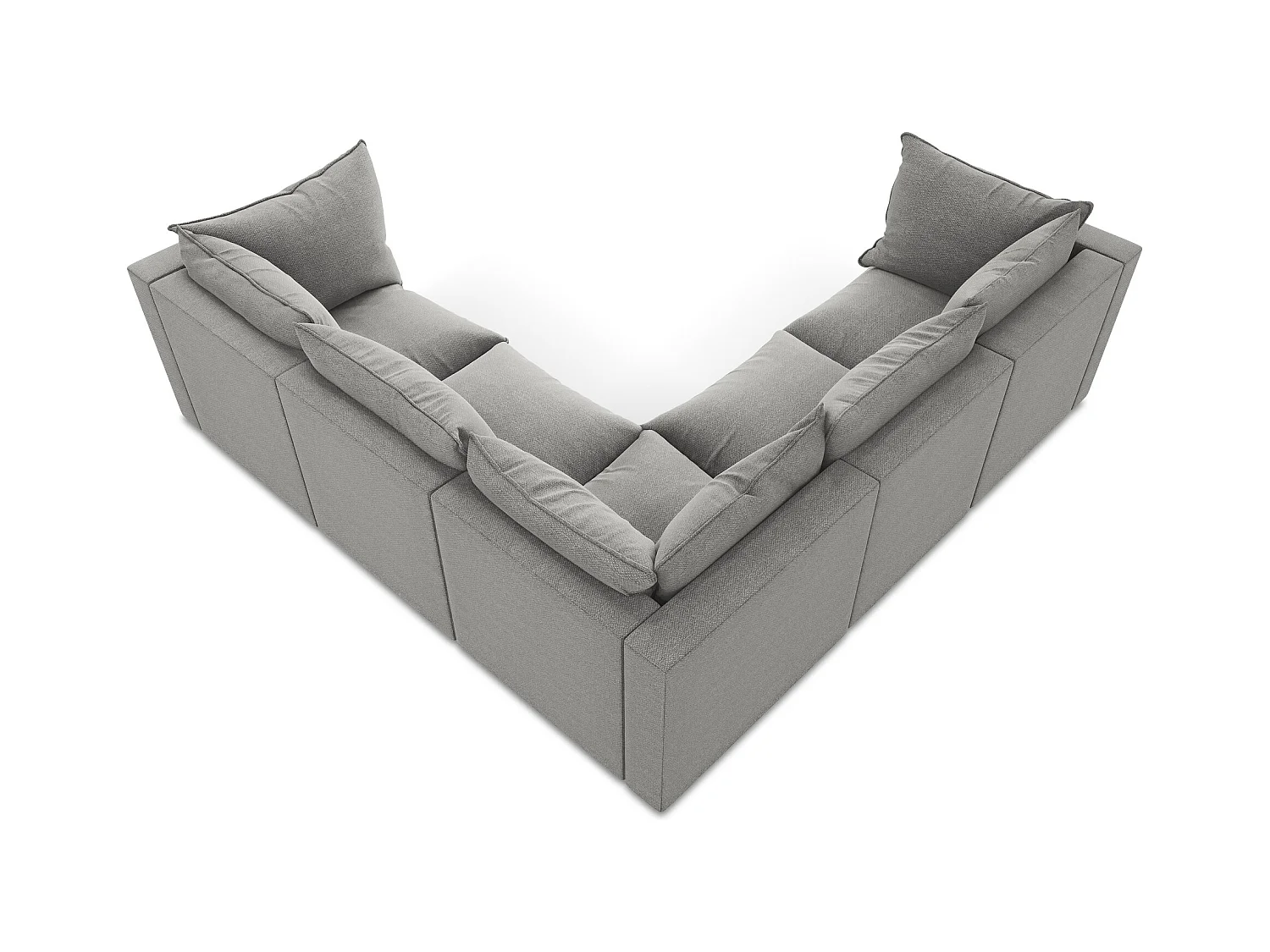 Canapé d'angle 4 places modulaire en tissu bouclette - gris clair - MANAO