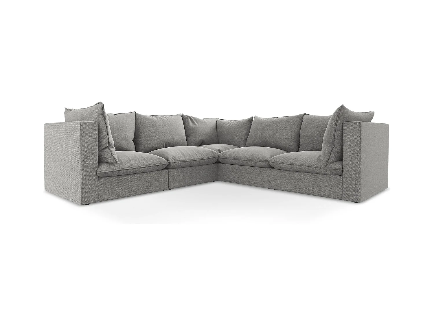 Modulares Ecksofa - - Bouclé - Hellgrau - MANAO