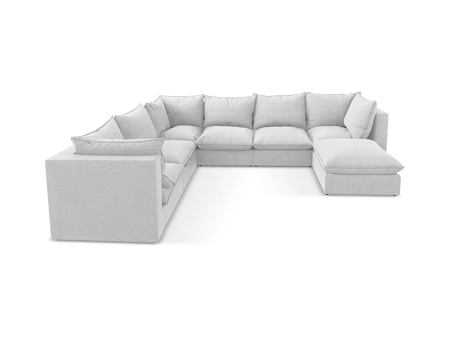 Canapé panoramique 5 places modulaire en tissu bouclette - argent - MANAO