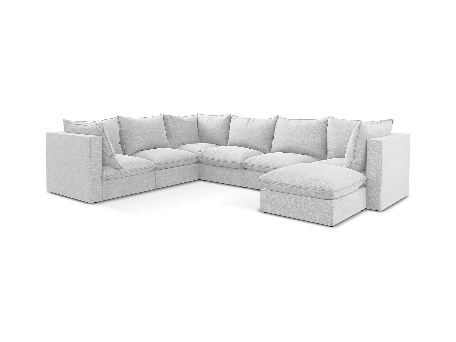 Modulares Wohnlandschaft - / - Bouclé - Silber - MANAO