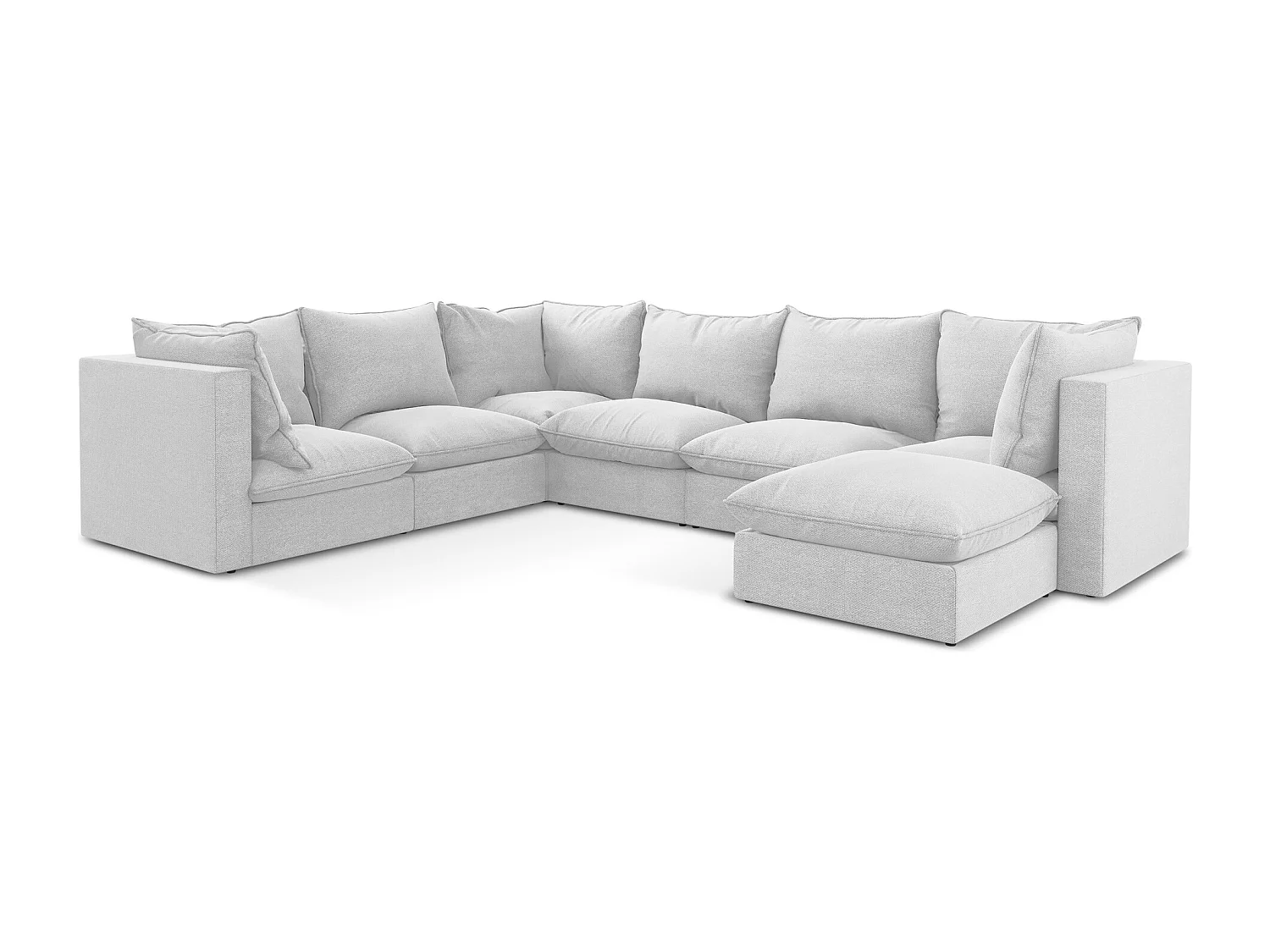 Sofa modułowa panoramiczna - z tkaniny bouclé - srebrny - MANAO