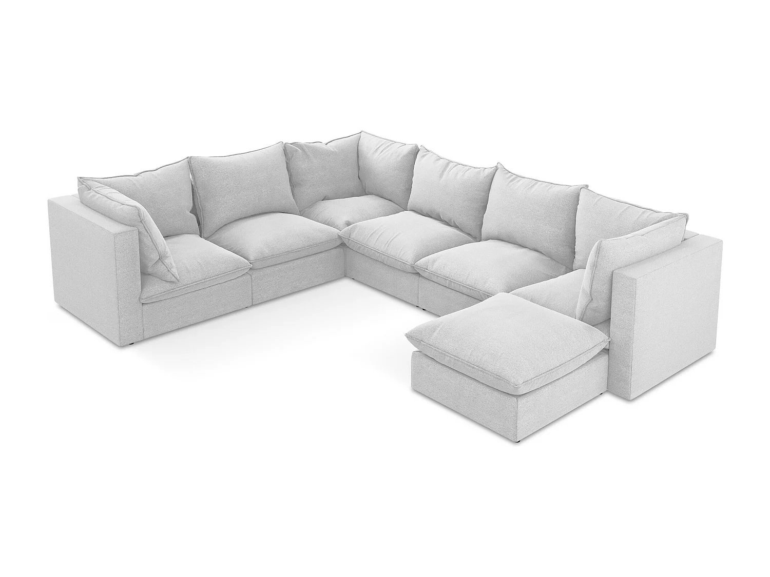 Sofa modułowa panoramiczna - z tkaniny bouclé - srebrny - MANAO