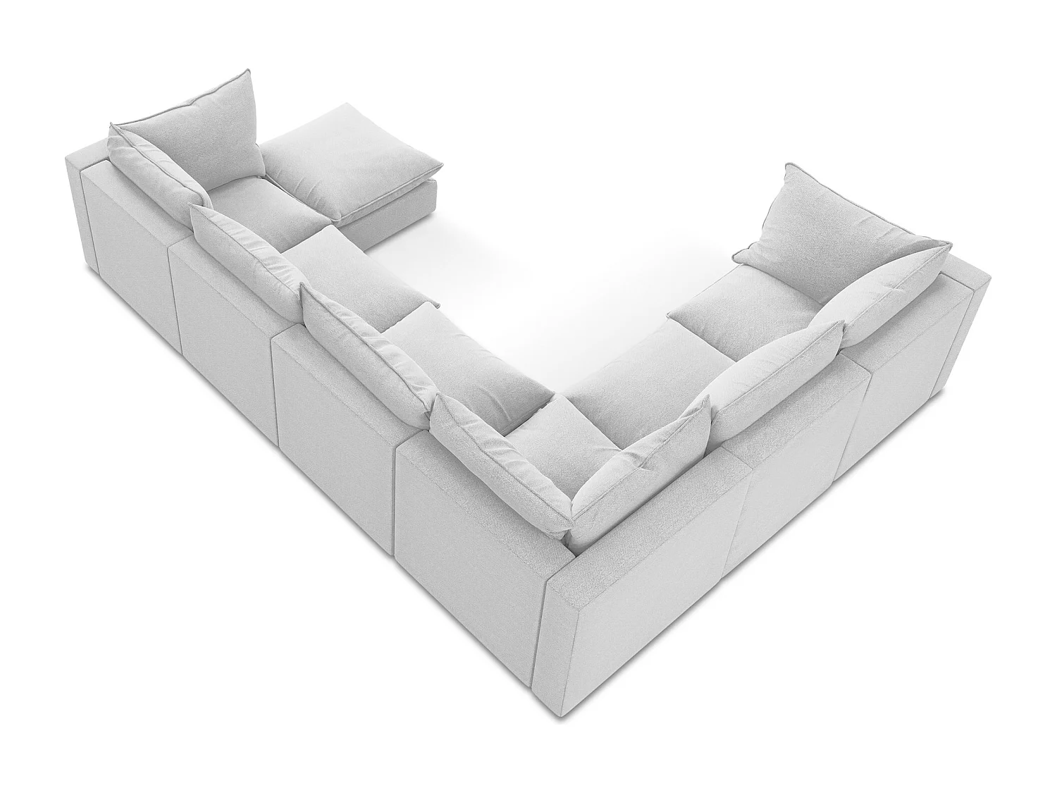 Sofa modułowa panoramiczna - z tkaniny bouclé - srebrny - MANAO