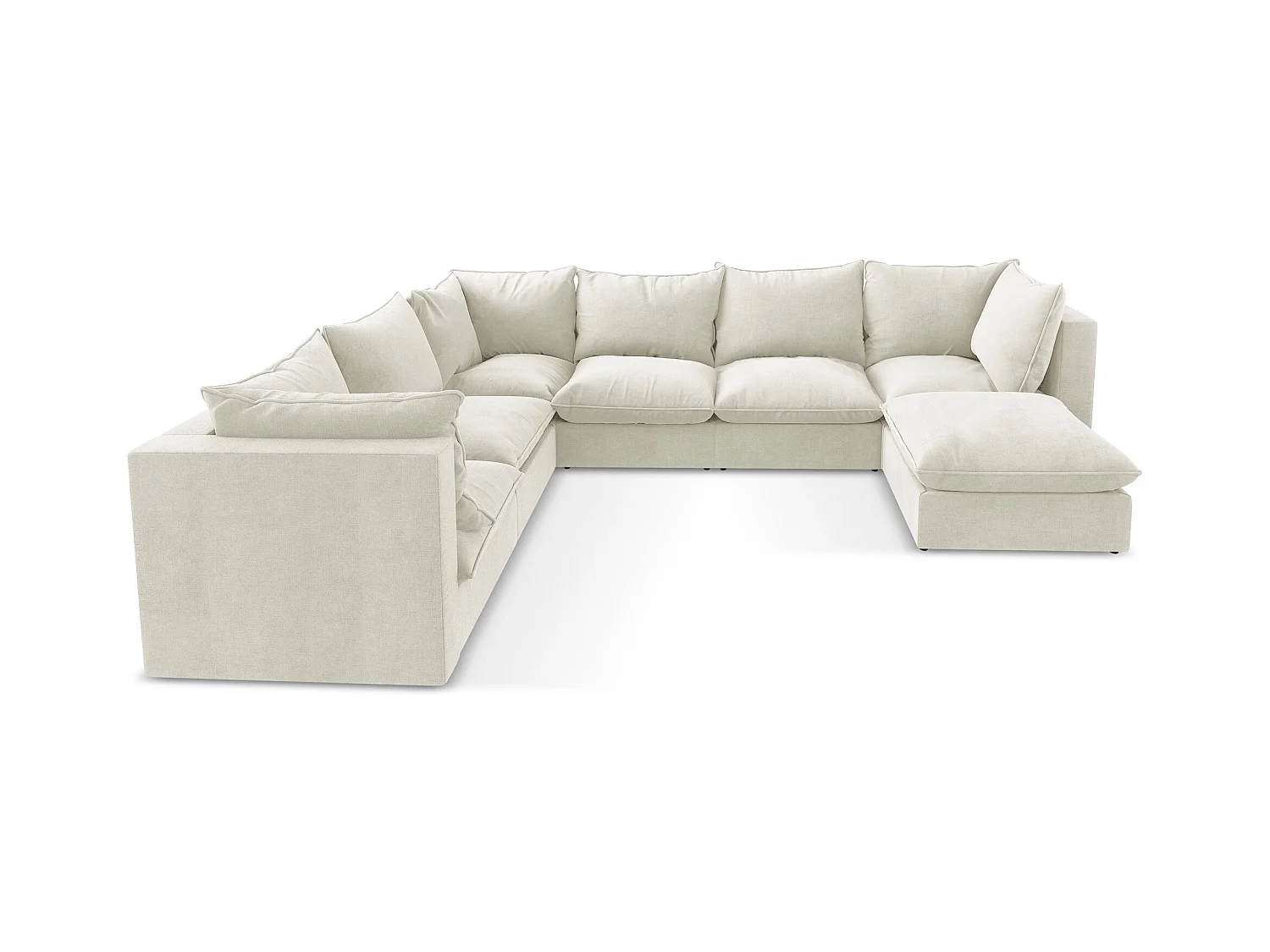 Canapé panoramique 5 places modulaire en tissu texturé - beige - MANAO