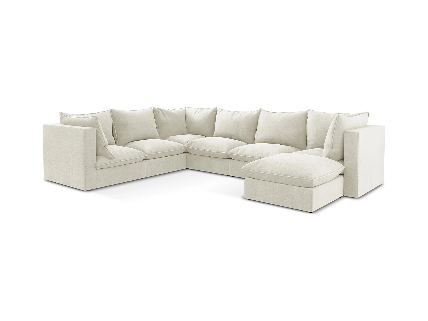 Modulares Wohnlandschaft - / - Strukturstoff - Beige - MANAO