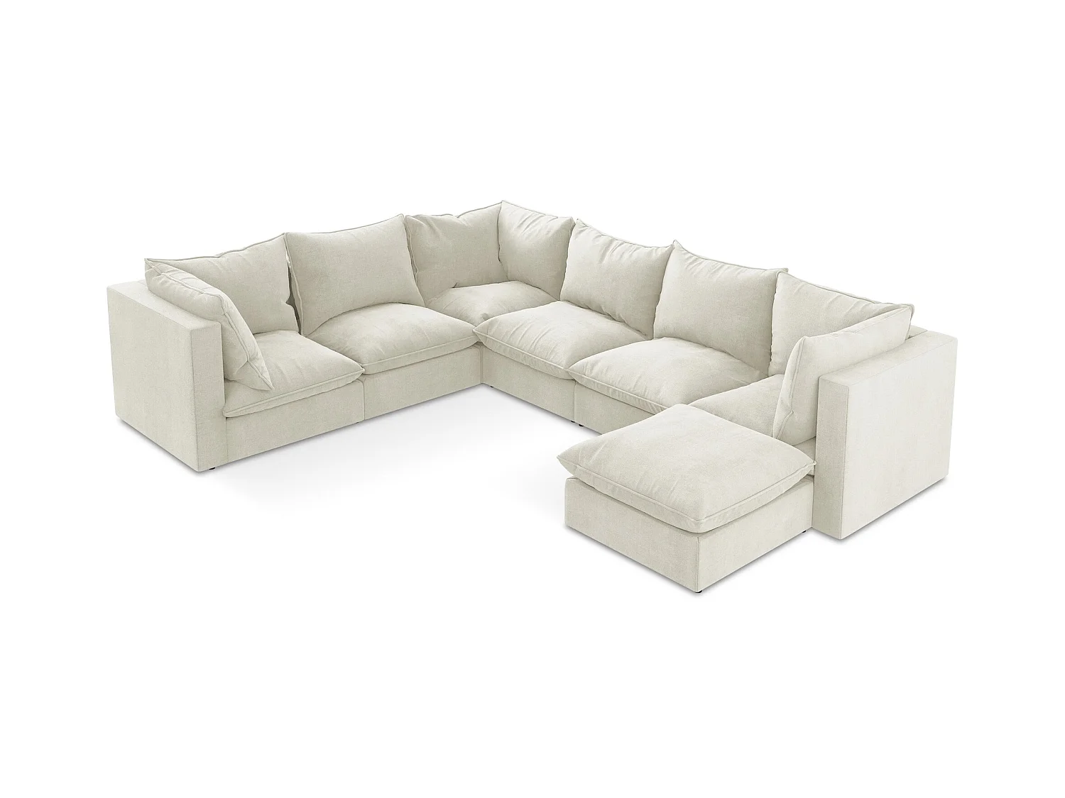 Sofa modułowa panoramiczna - z tkaniny strukturalnej - beżowy - MANAO