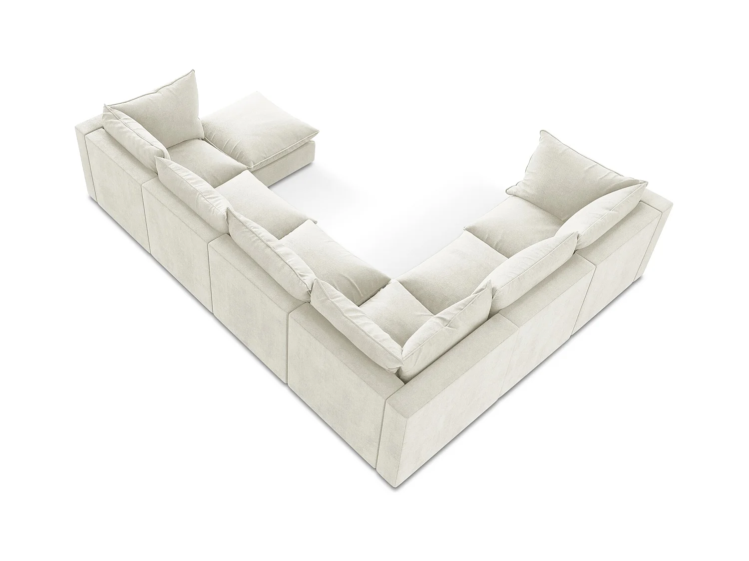 Sofa modułowa panoramiczna - z tkaniny strukturalnej - beżowy - MANAO