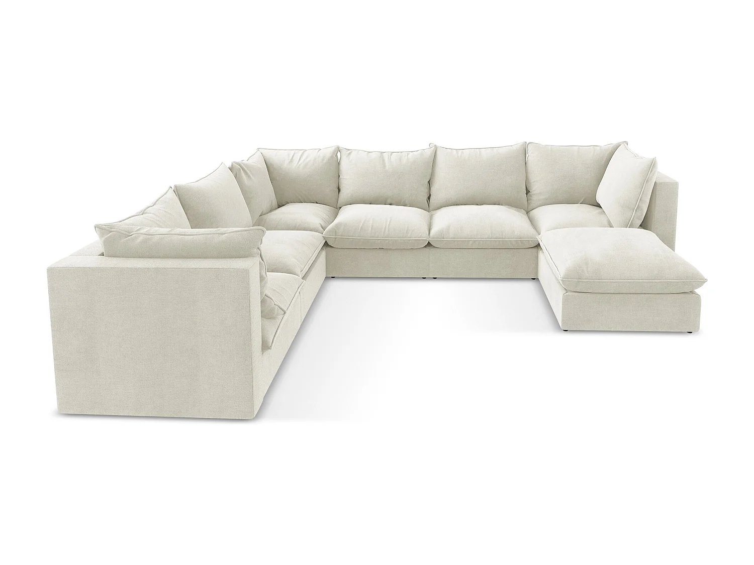 Canapé panoramique 5 places modulaire en tissu texturé - beige - MANAO