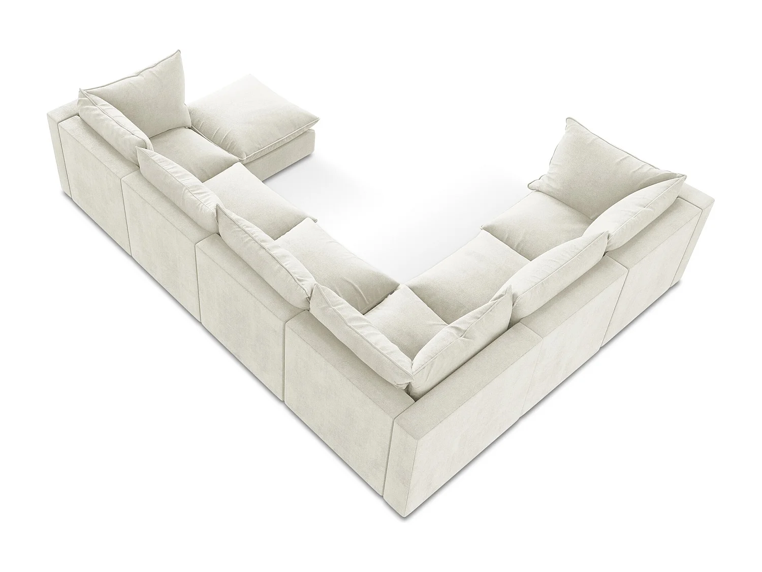 Canapé panoramique 5 places modulaire en tissu texturé - beige - MANAO