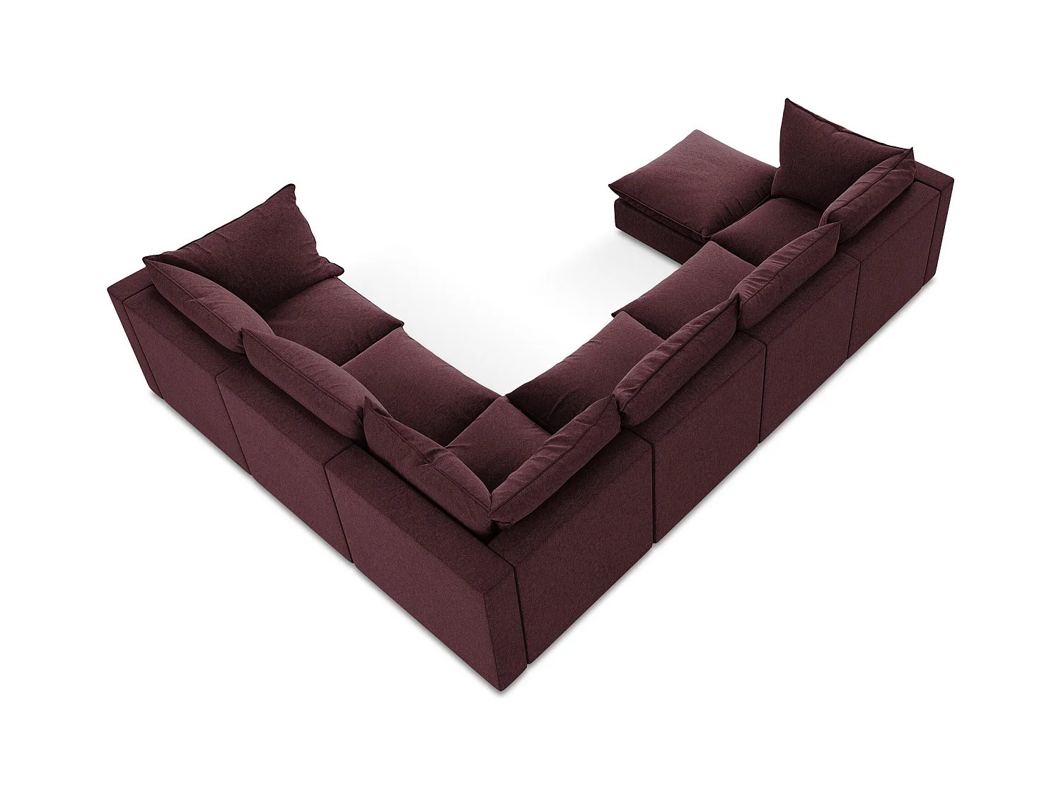 Modulaire panoramische bank van bourgondië velours - MANAO