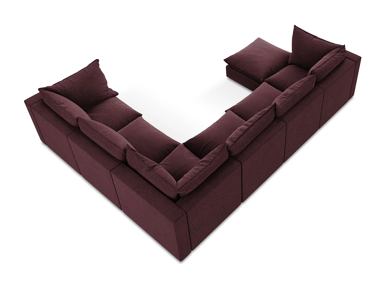 Modulaire panoramische bank van bourgondië velours - MANAO