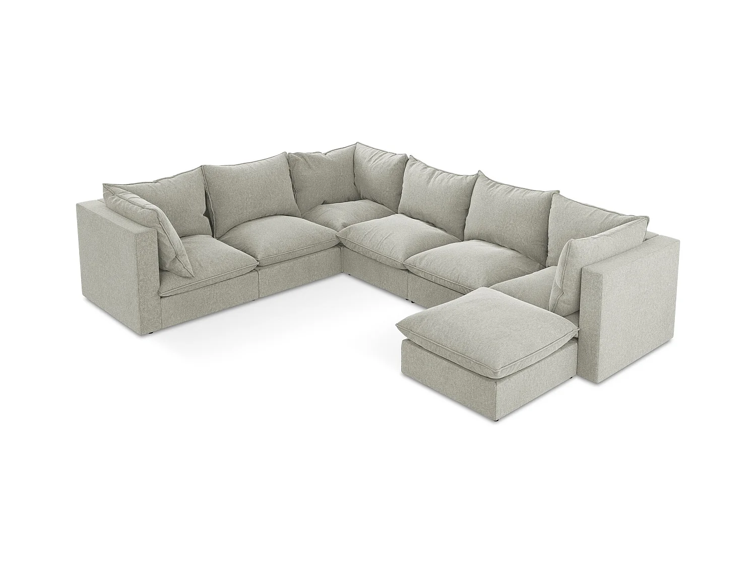 Modulares Wohnlandschaft - / - Samt - Hellgrau - MANAO