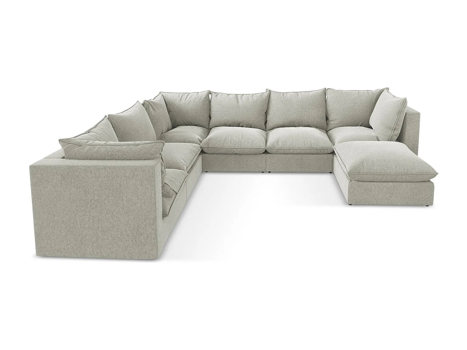 Modulaire panoramische bank van lichtgrijs velours - MANAO