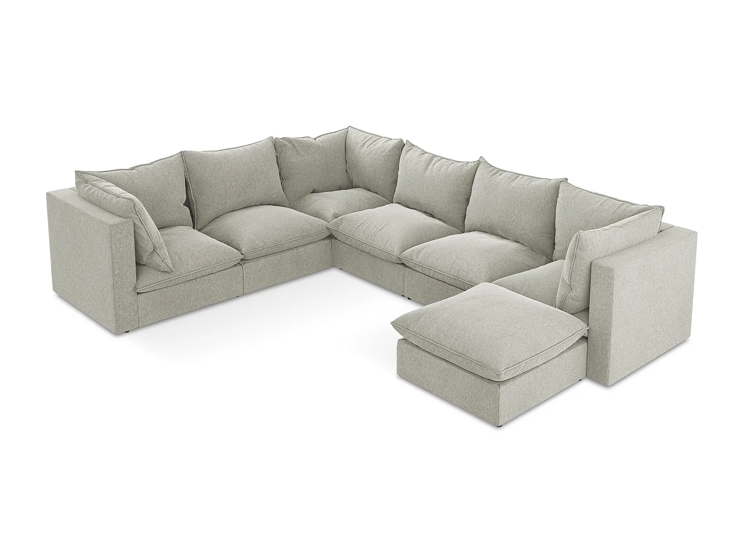 Modulaire panoramische bank van lichtgrijs velours - MANAO