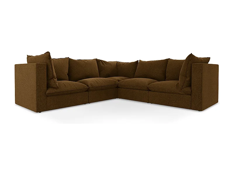 Modułowy narożnik - z tkaniny welwetowej - musztardowy - MANAO