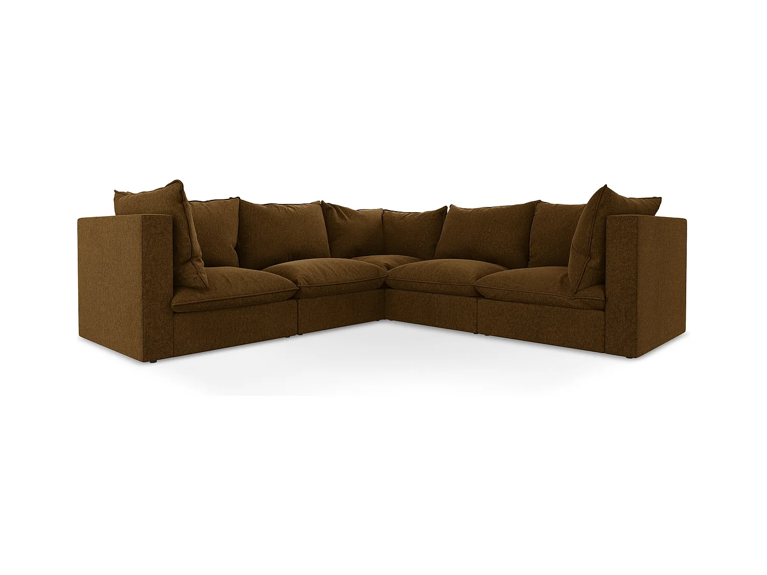 Modułowy narożnik - z tkaniny welwetowej - musztardowy - MANAO