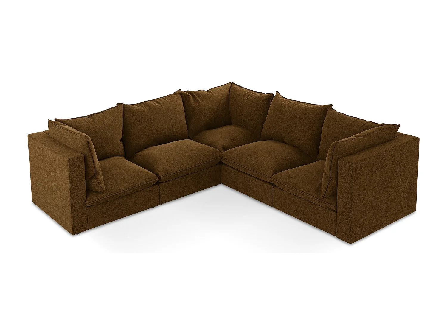 Canapé d'angle 4 places modulaire en velours - moutarde - MANAO