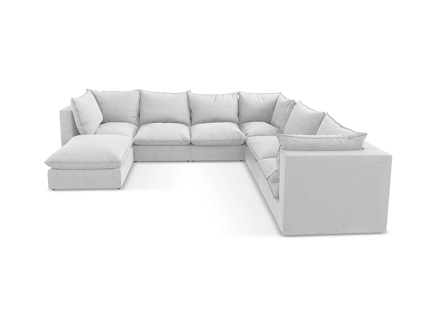 Canapé panoramique 5 places modulaire en tissu bouclette - argent - MANAO