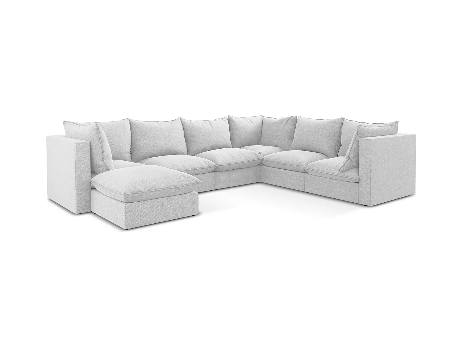 Modulares Wohnlandschaft - / - Bouclé - Silber - MANAO