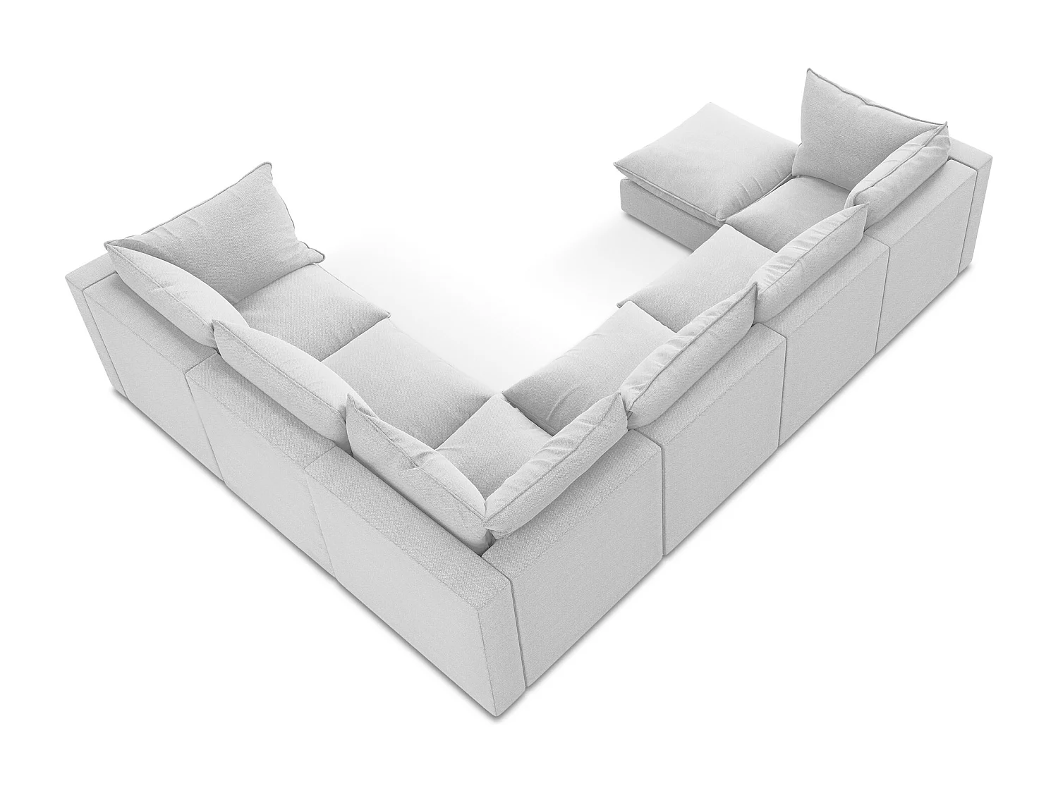 Modulaire panoramische bank van zilver bouclé - MANAO