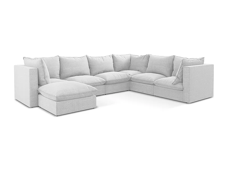 Sofa modułowa panoramiczna - z tkaniny bouclé - srebrny - MANAO