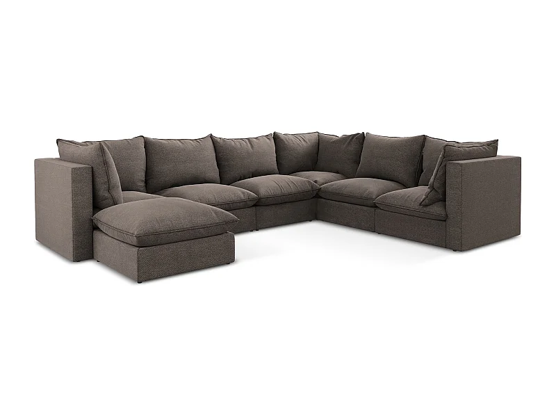 Modulaire panoramische bank van chocolade bouclé - MANAO