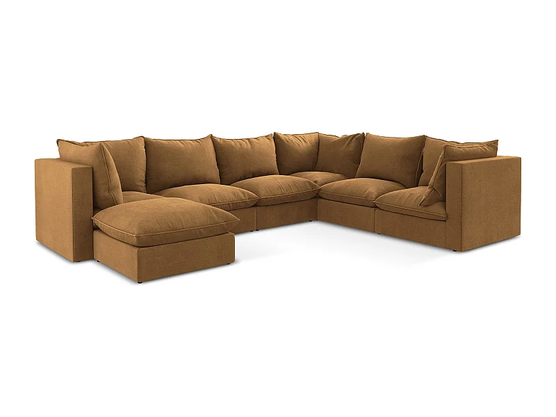 Modulaire panoramische bank van terracotta textuurstof - MANAO