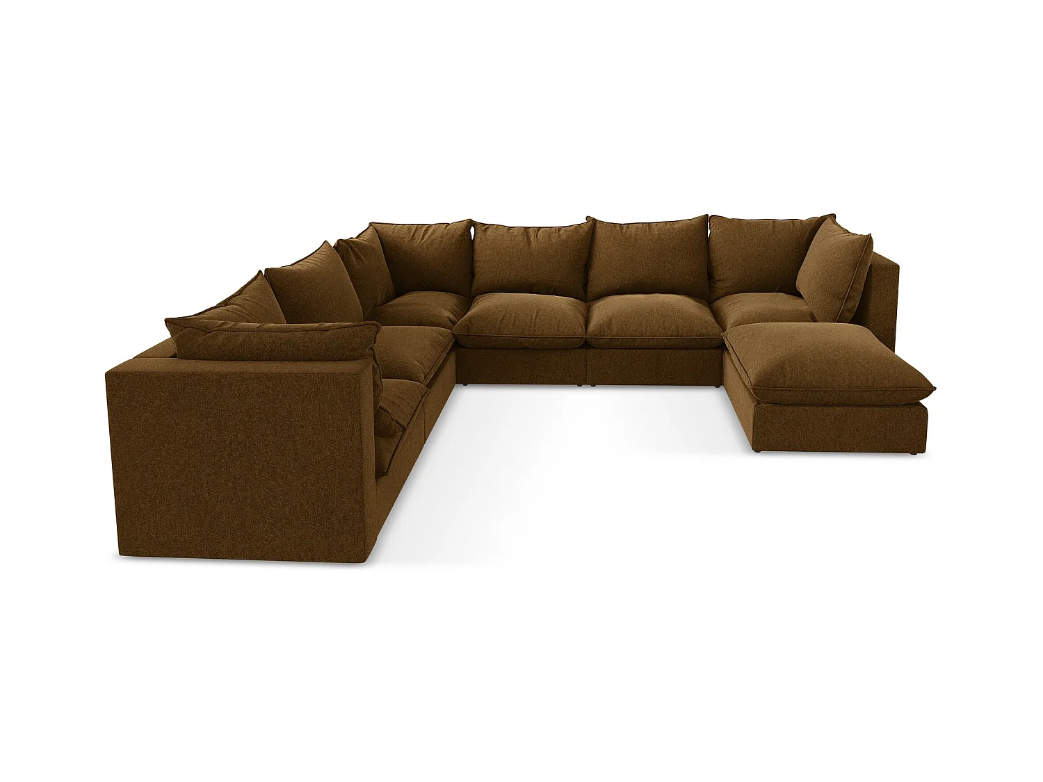 Modulaire panoramische bank van mosterd velours - MANAO