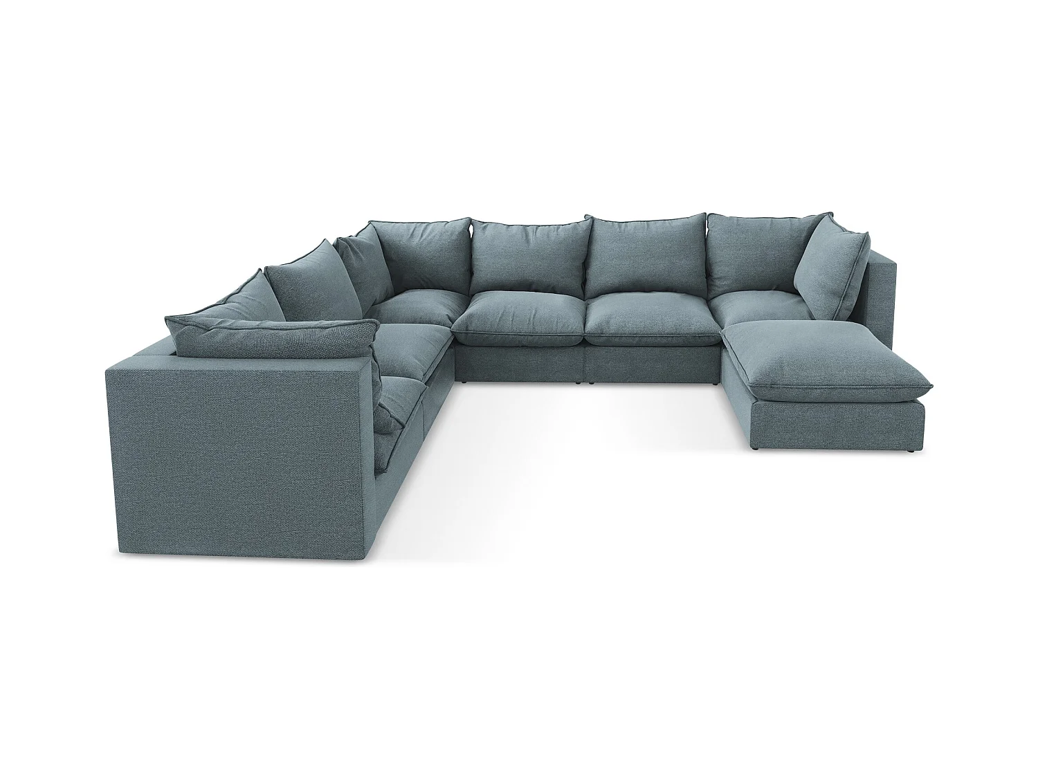 Canapé panoramique 5 places modulaire en tissu bouclette - jeans - MANAO