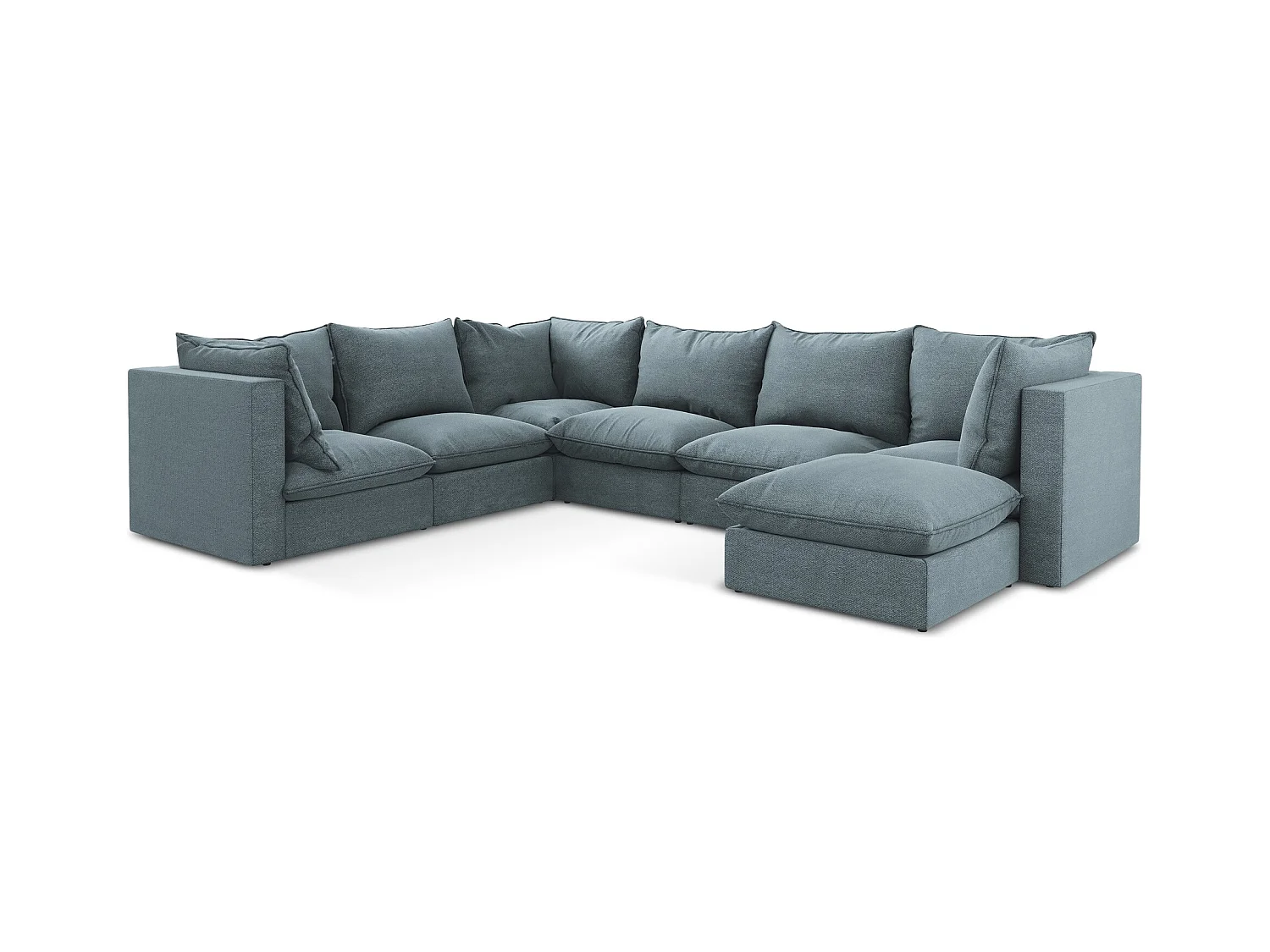 Modulares Wohnlandschaft - / - Bouclé - Jeans - MANAO