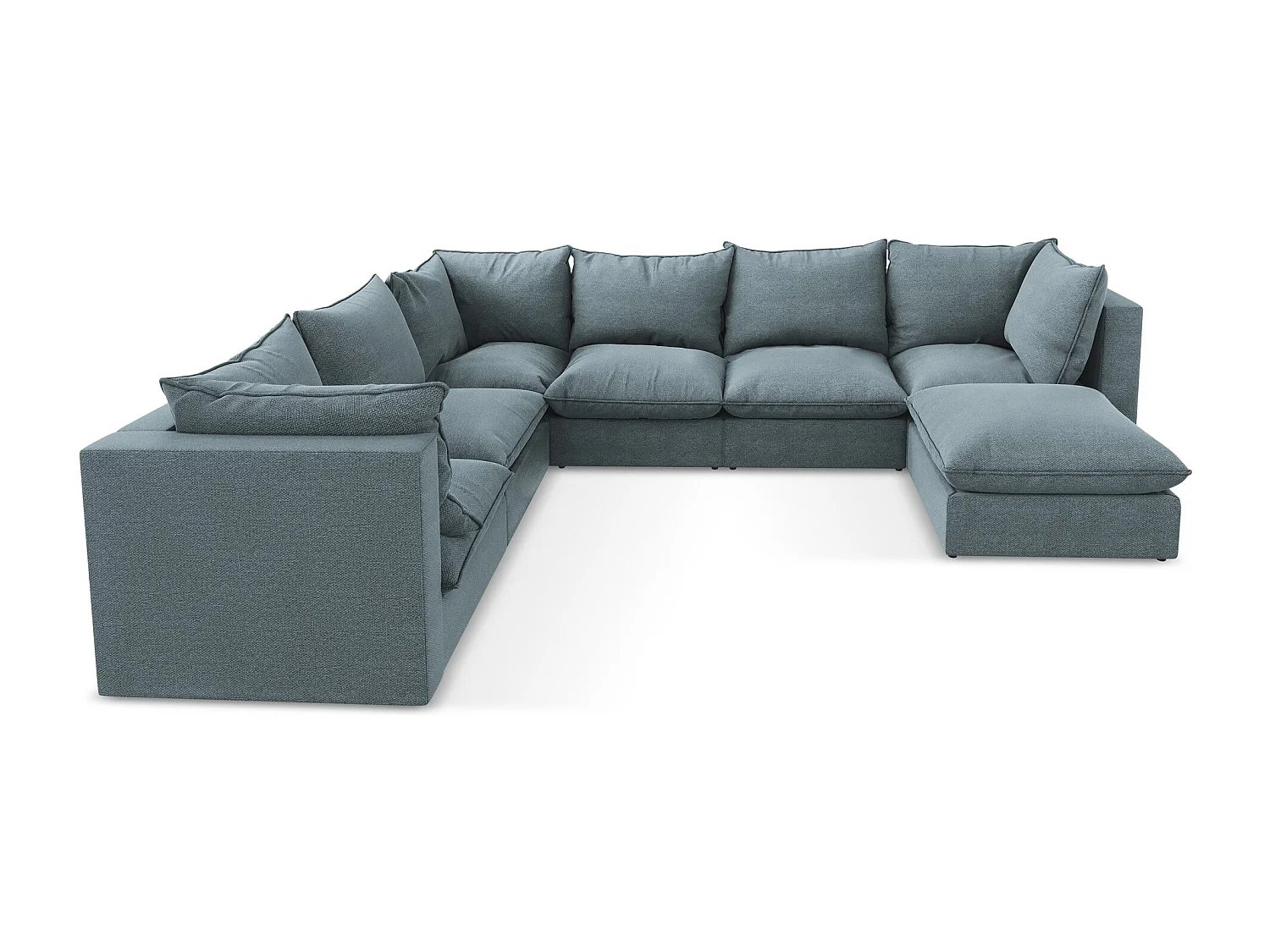 Sofa modułowa panoramiczna - z tkaniny bouclé - jeans - MANAO
