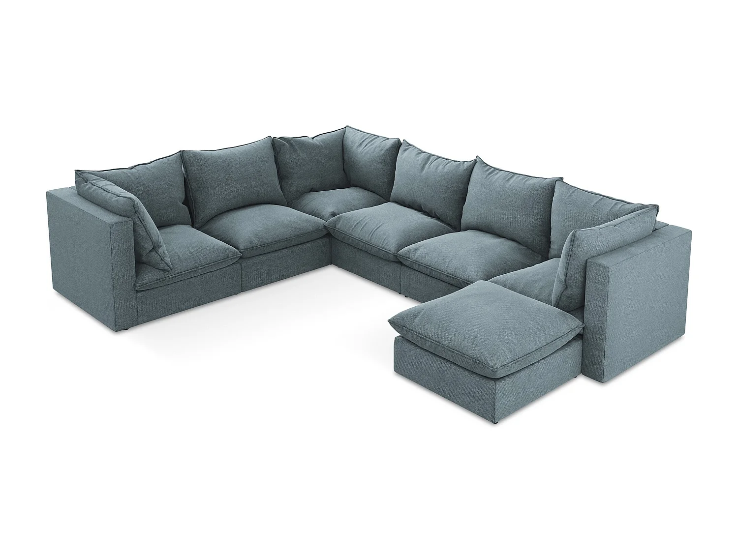 Sofa modułowa panoramiczna - z tkaniny bouclé - jeans - MANAO