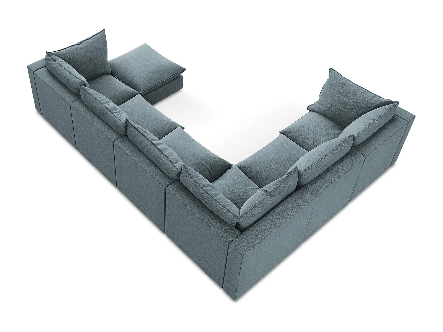 Sofa modułowa panoramiczna - z tkaniny bouclé - jeans - MANAO