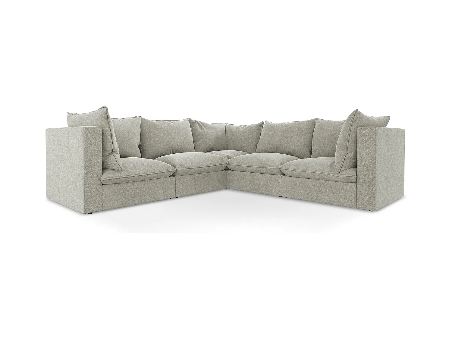 Modulares Ecksofa - - Samt - Hellgrau - MANAO