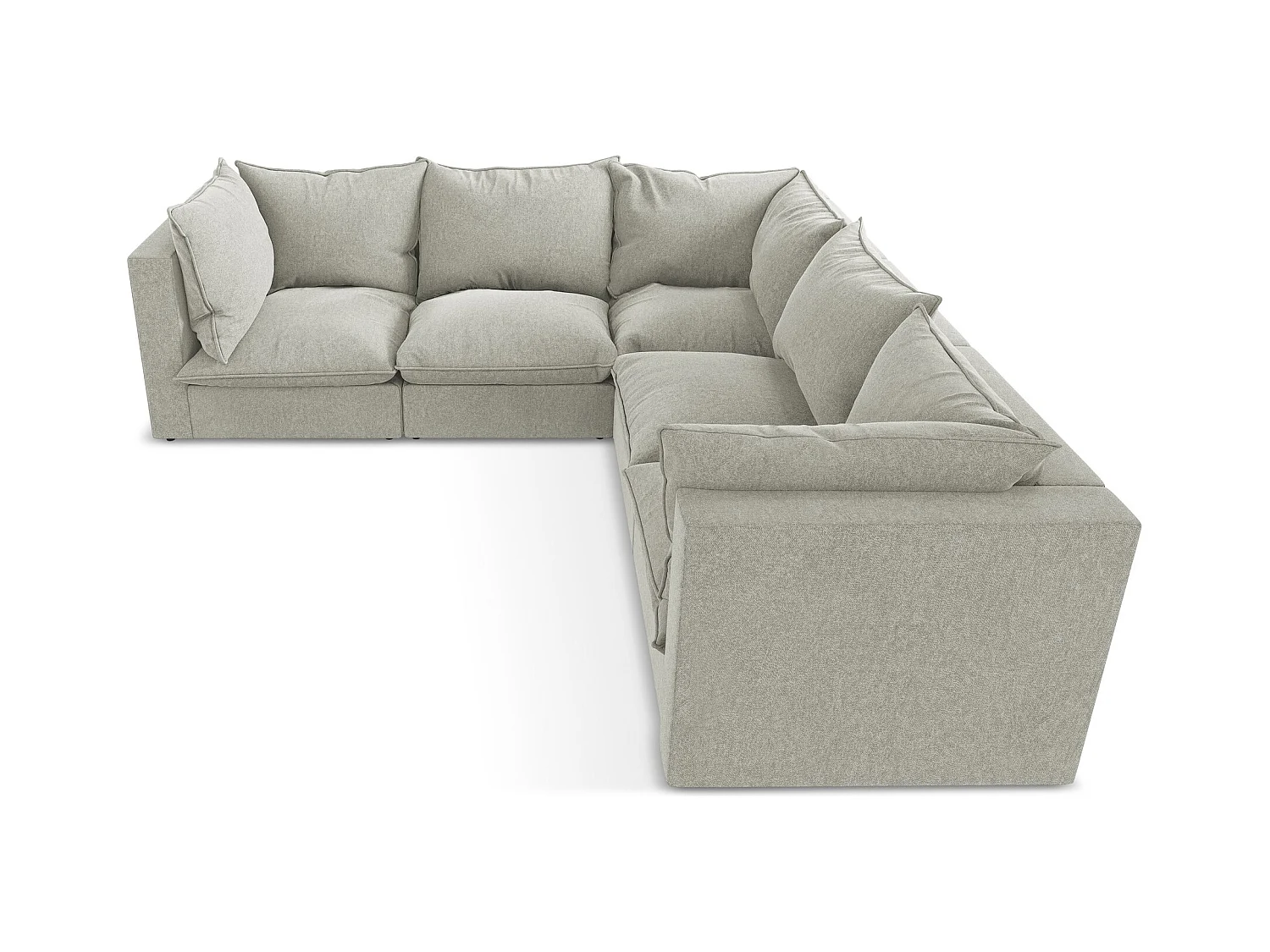 Modulares Ecksofa - - Samt - Hellgrau - MANAO