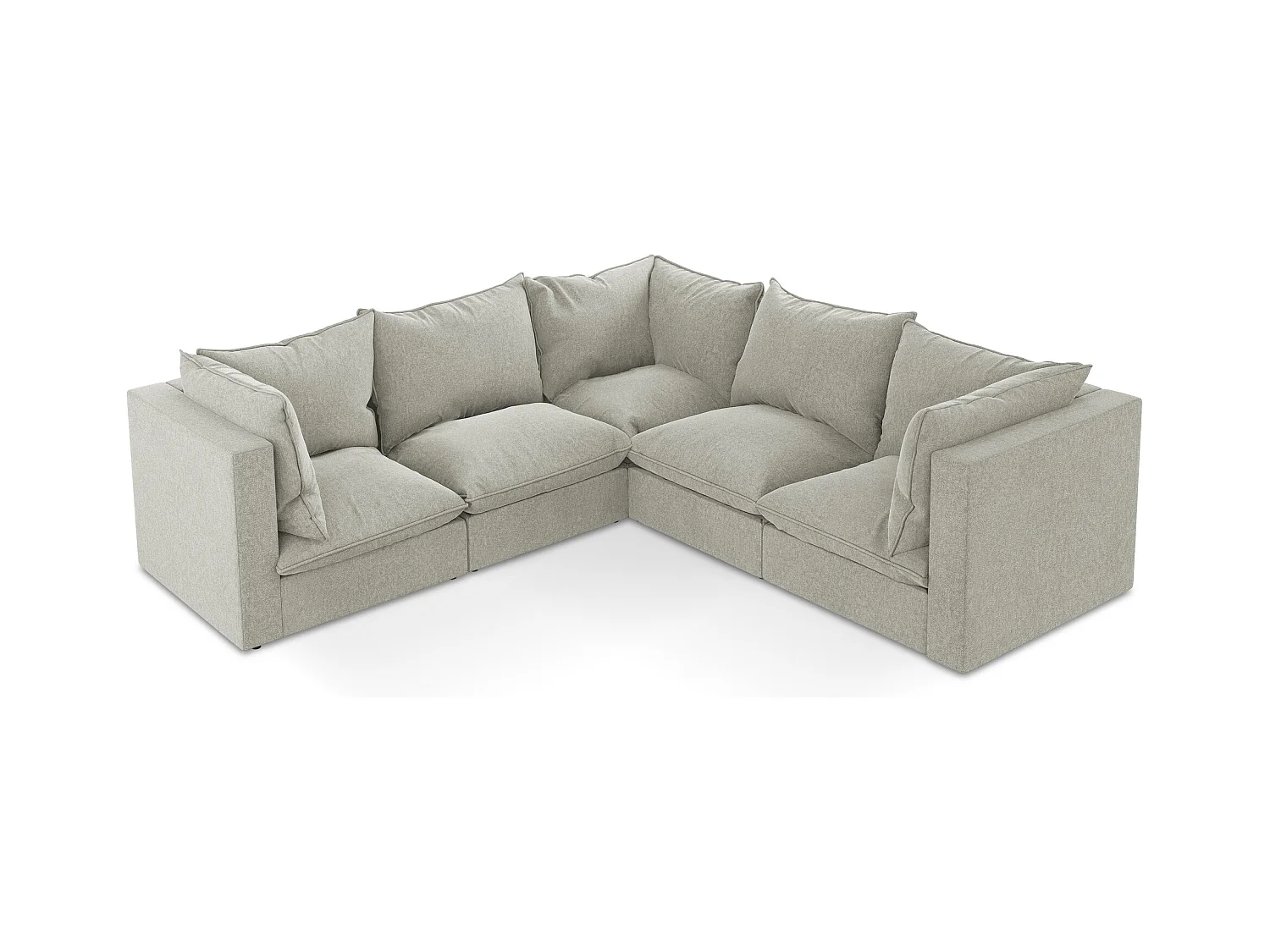 Modulares Ecksofa - - Samt - Hellgrau - MANAO