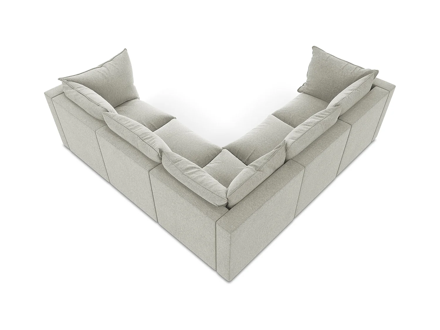 Modulares Ecksofa - - Samt - Hellgrau - MANAO