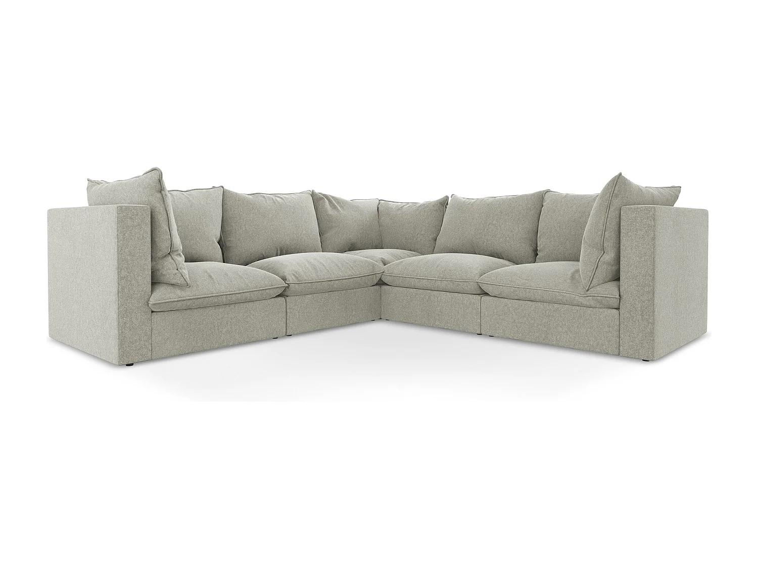 Modulares Ecksofa - - Samt - Hellgrau - MANAO
