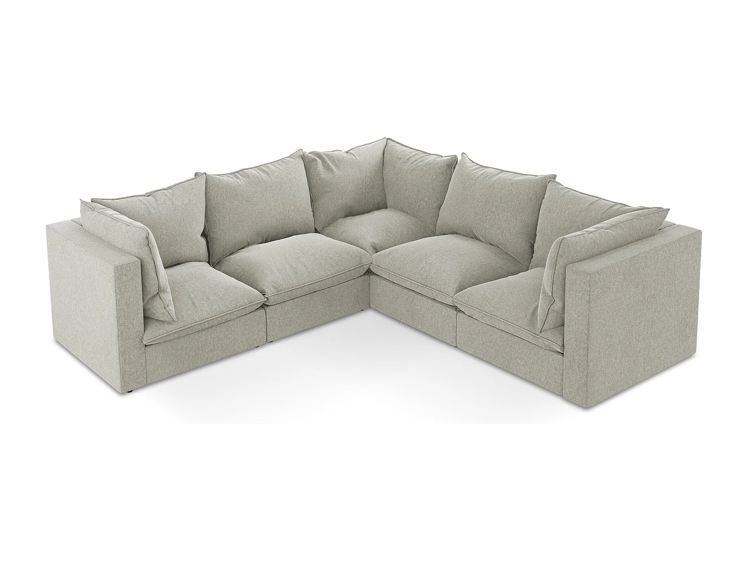 Modulares Ecksofa - - Samt - Hellgrau - MANAO