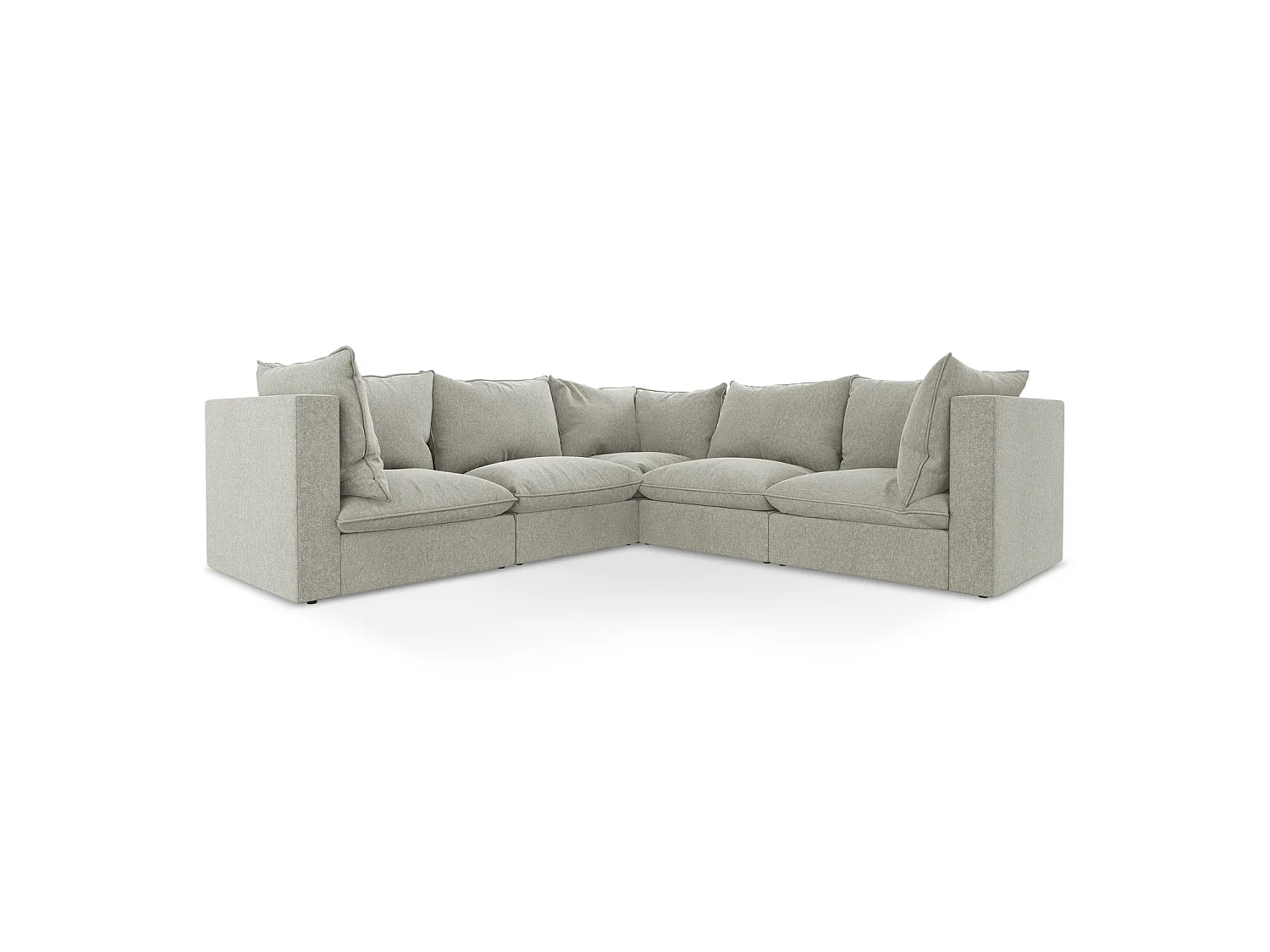 Modulares Ecksofa - - Samt - Hellgrau - RAVENNA
