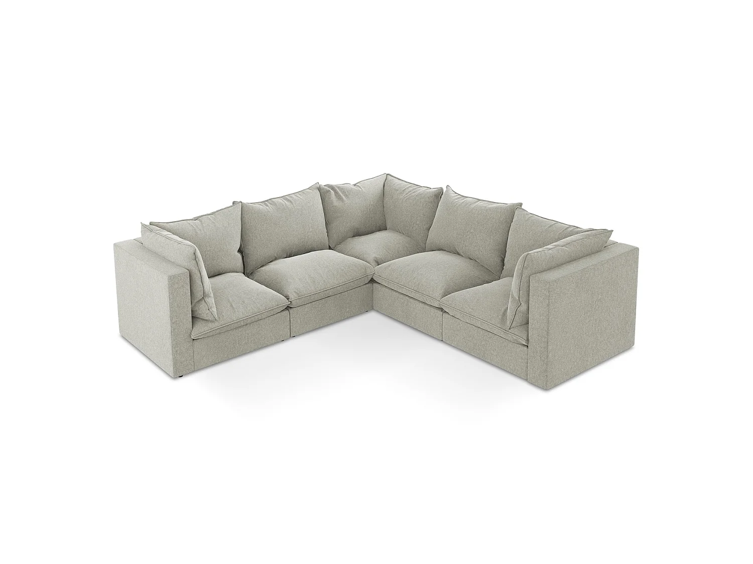 Modulares Ecksofa - - Samt - Hellgrau - RAVENNA