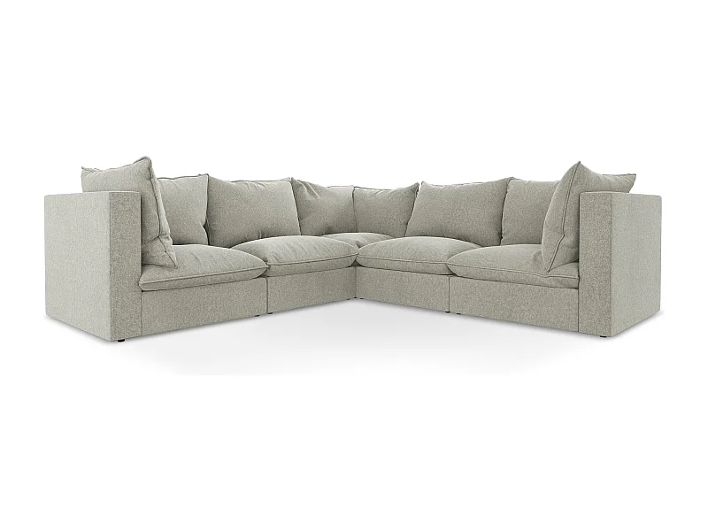 Modulares Ecksofa - - Samt - Hellgrau - MANAO