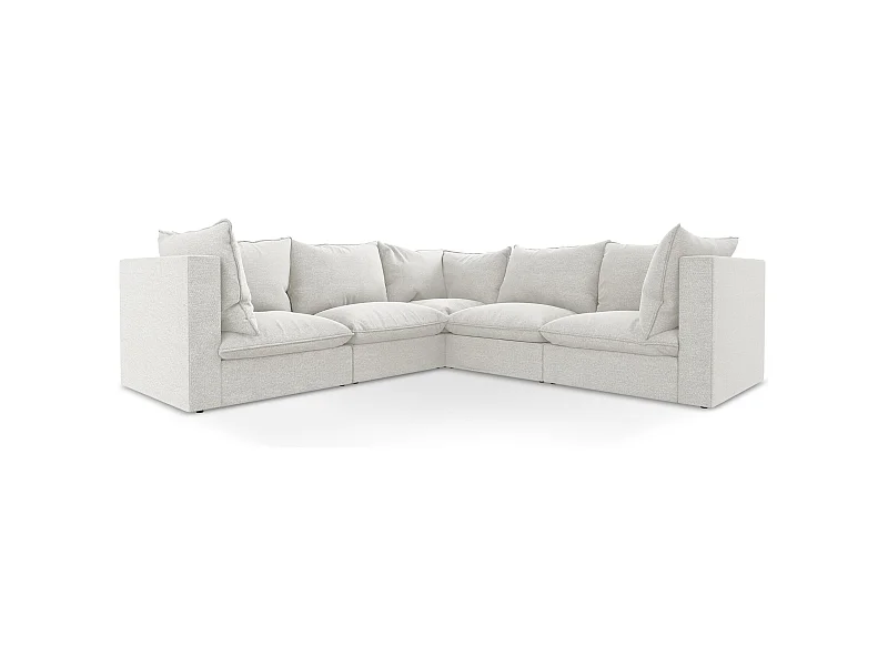 Modulares Ecksofa - - Bouclé - Weiß - MANAO