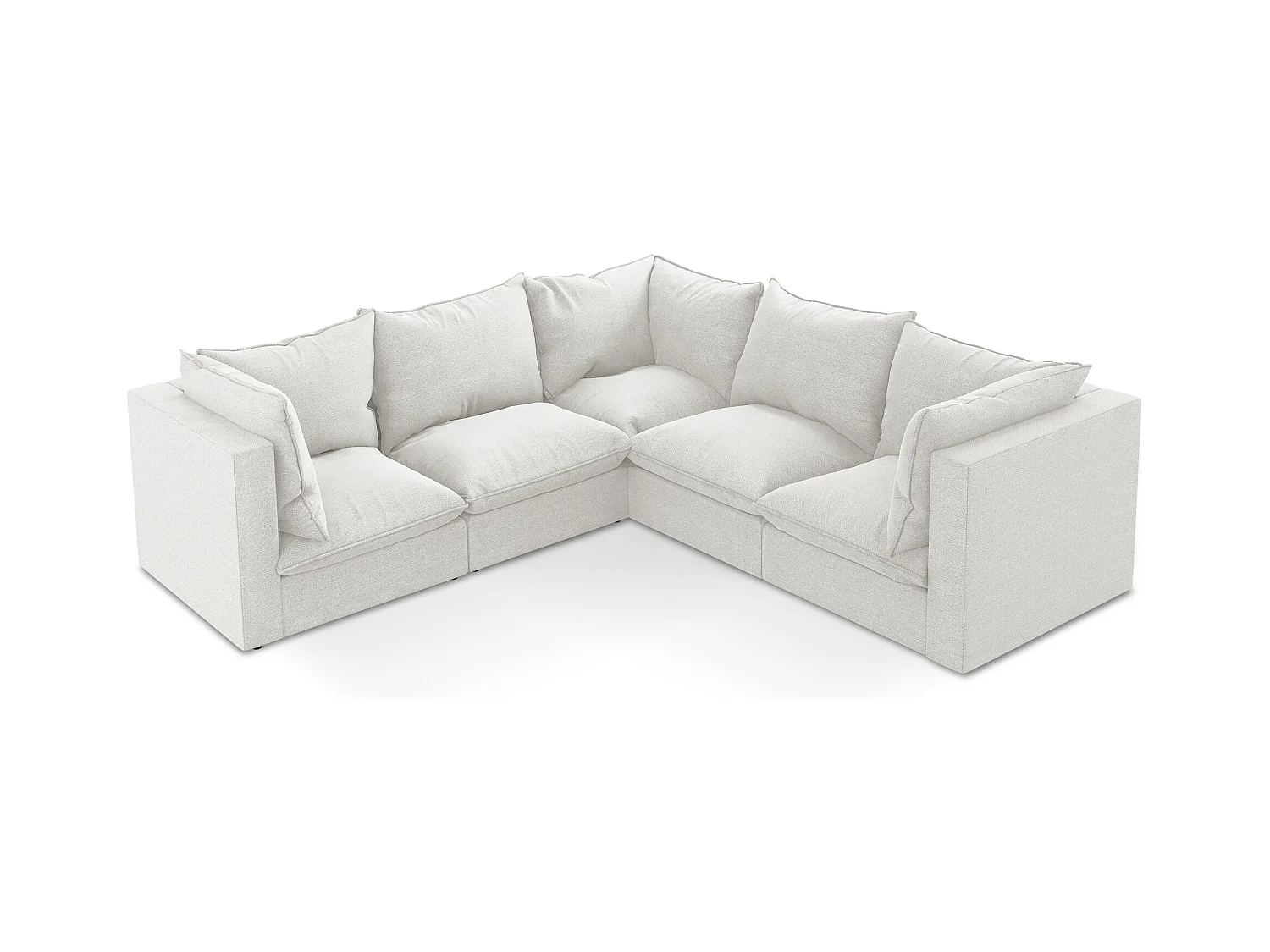 Canapé d'angle 4 places modulaire en tissu bouclette - blanc - MANAO