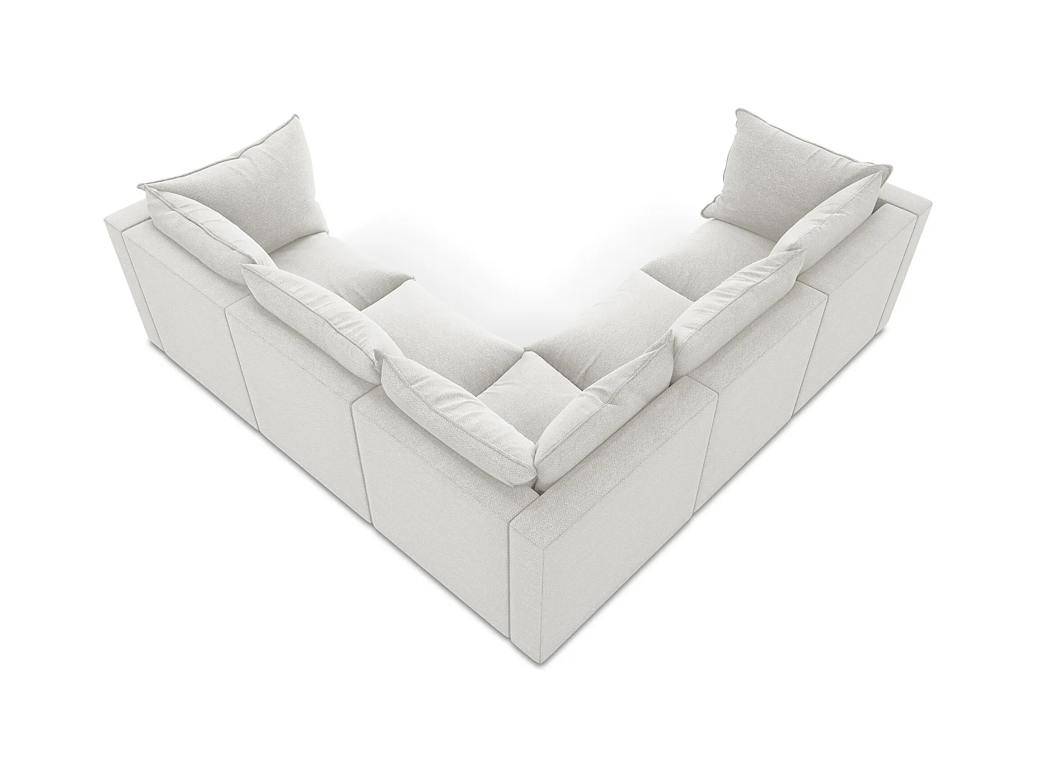 Canapé d'angle 4 places modulaire en tissu bouclette - blanc - MANAO