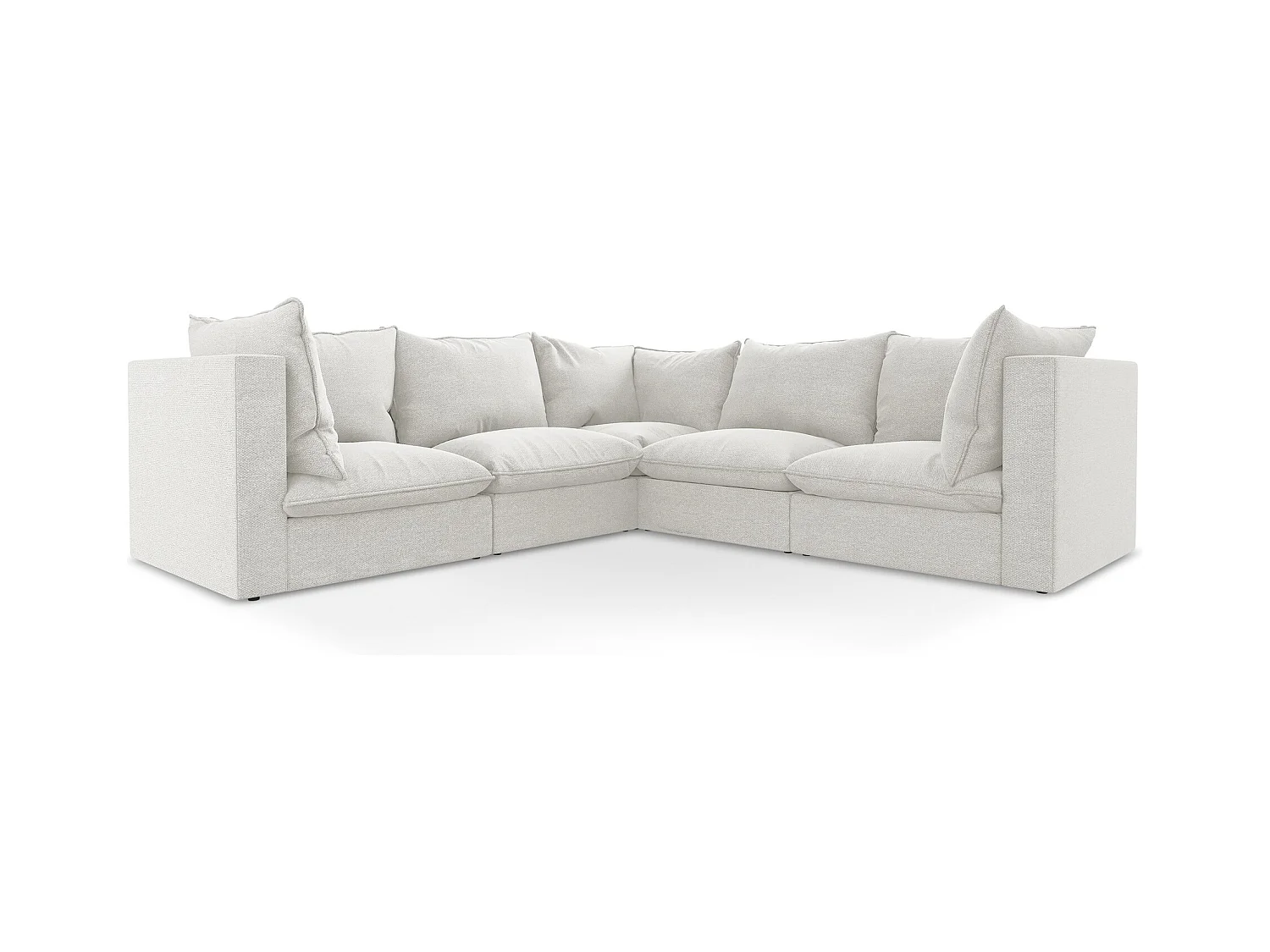 Canapé d'angle 4 places modulaire en tissu bouclette - blanc - MANAO