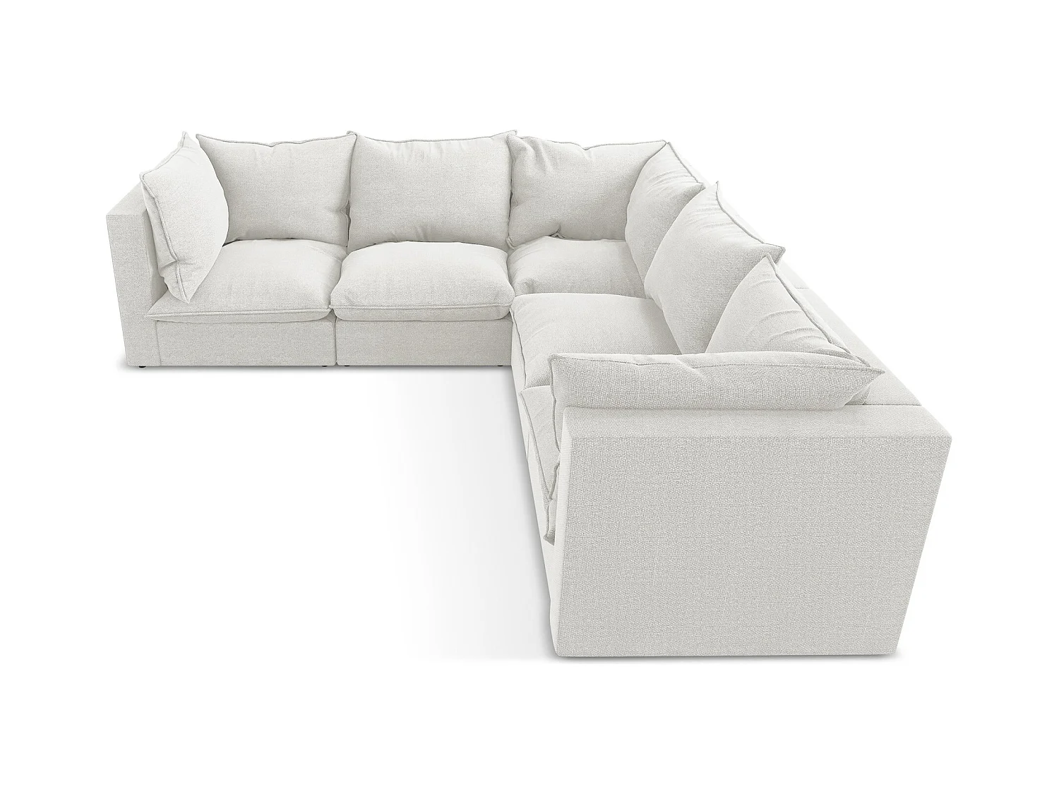 Canapé d'angle 4 places modulaire en tissu bouclette - blanc - MANAO