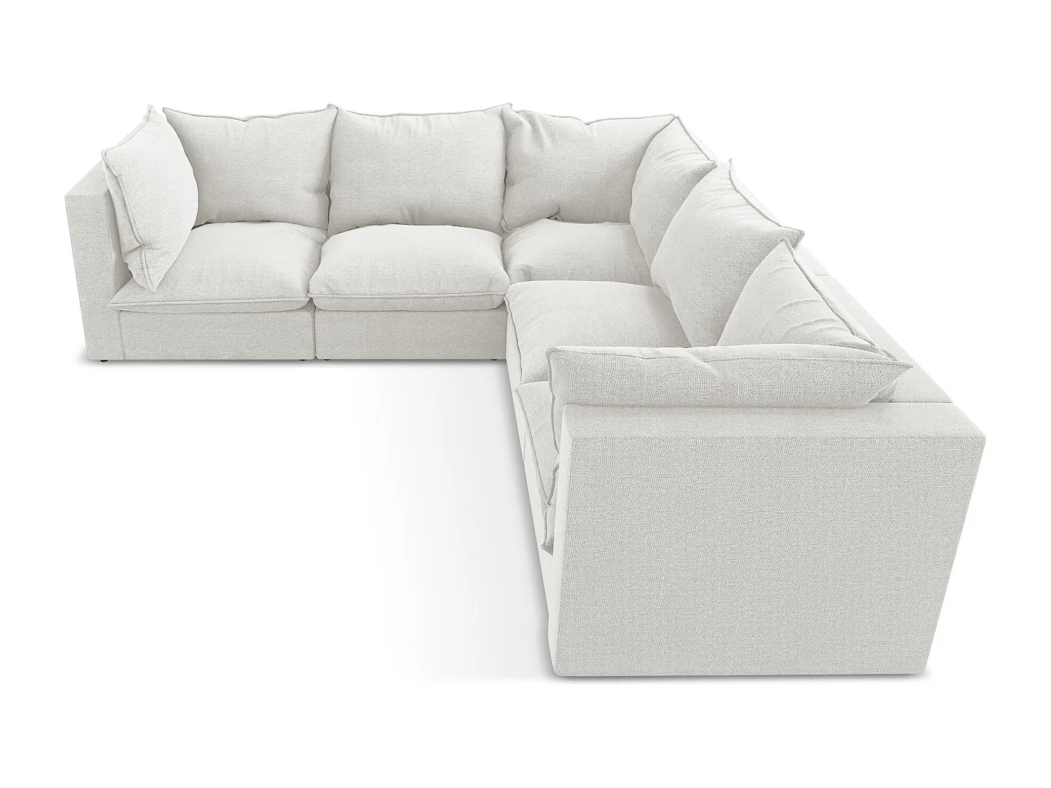 Canapé d'angle 4 places modulaire en tissu bouclette - blanc - MANAO